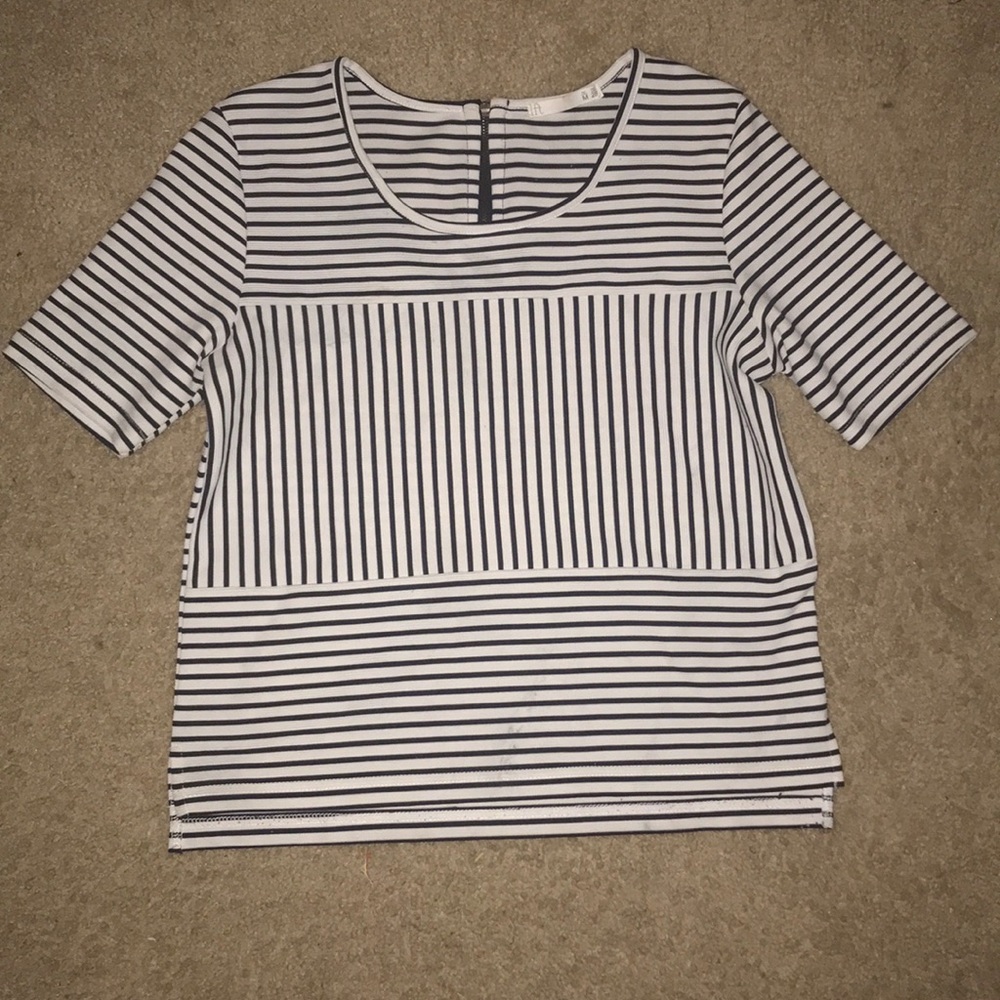 Blue and white striped shirt